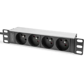 Digitus 10" Steckdosenleiste mit Aluminiumprofil, 4-fach CEE 7/5 Steckdosen