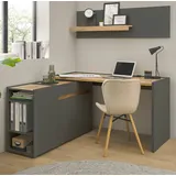 furn.design Büromöbel Set in grau matt und Wotan Eiche Holz modern mit Schreibtisch, Kommode und 2 x Regal für Homeoffice und Büro Schreibtisch mit StauraumCenter (Set 1)