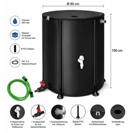 MuCoLa 500L Faltbarer Wasserspeicher 500 l Schwarz