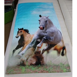 jilda-tex Saunatuch Strandtuch Liegetuch Saunatuch Duschtuch Pferde 70×160 cm, Baumwolle (1-St) bunt