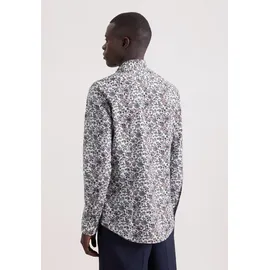 Seidensticker Businesshemd "Schwarze Rose", Herren, Gr. M (40), normale Ärmellängen, grün, 100% Baumwolle, bedruckt, slim fit, 2-Knopf-Manschette, Hemden, Slim 1/1 Kentkragen Druck