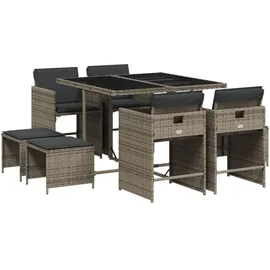 vidaXL Garten-Essgruppe 9-tlg. Grau