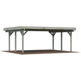 Doppel-Carport 600 x 512 cm Grau tauchgrundiert