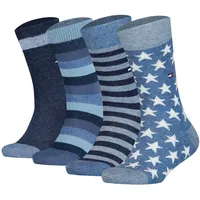 TOMMY HILFIGER Kinder Socken, 4er Pack - Stripe & Stars Only Sock 4P, ECOM Blau 31-34