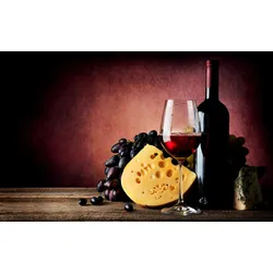 Fototapete PAPERMOON "Wein mit Käse", bunt, B:4,50m L:2,80m, Vlies, Tapeten
