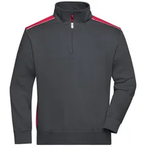 James & Nicholson Half-Zip Sweatshirt JN868" - James - Nicholson Carbon/Red L"