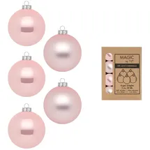 inges magic & goodz 24 Stück in Kartonbox Christbaumkugeln Weihnachtsbaumkugeln hellrosa Mix