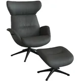 flexlux Relaxsessel More Leder 90 x 107 x 89 cm Grau mit Kopfteil