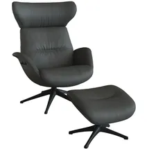 flexlux Relaxsessel More Leder 90 x 107 x 89 cm Grau mit Kopfteil