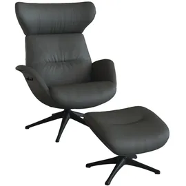 flexlux Relaxsessel More Leder 90 x 107 x 89 cm Grau mit Kopfteil