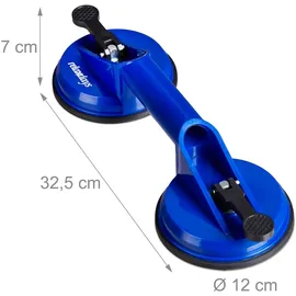 Relaxdays 2 Kopf Saugheber 2er Set, Blau,Schwarz