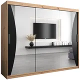 abiks möbel Schwebetürenschrank MONACO 250 x 200 x 62 cm Schwarz