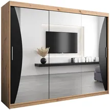 abiks möbel Schwebetürenschrank MONACO 250 x 200 x 62 cm Schwarz