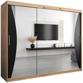 abiks möbel Schwebetürenschrank MONACO 250 x 200 x 62 cm Schwarz