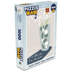 MuchoWow Puzzle Mojito - Cocktail - Grün - Rezept, 1000 Puzzleteile, Foto-Puzzle, Bilderrätsel, Puzzlespiele, Klassisch bunt