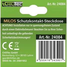 ChiliTec Schuko-Steckdose 250V 16A Weiß 1 St.