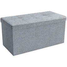 Intirilife Faltbare Sitzbank 76x38x38 cm in FELS GRAU - Sitzwürfel mit Stauraum und Deckel aus Stoff mit Mulden - Sitzcube Fußablage Aufbewahrungsbo