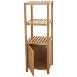 MCW Badregal MCW-B18, Badezimmer Badschrank Standregal mit Tür, Bambus ~ 110x36x34cm