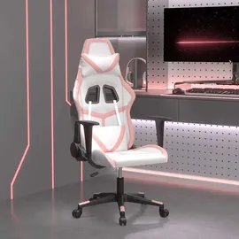 vidaXL Gaming-Stuhl mit Massagefunktion Weiß und Rosa Kunstleder