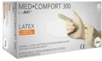 MED-COMFORT 300 Latexhandschuhe, puderfrei, weiß 01230-L , 1 Packung = 100 Stück, Größe L