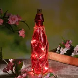 MARELIDA LED Dekoflasche mit Lichterkette Juteseil Leuchtflasche H: 28cm pink