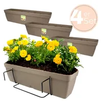 GarPet 4x Blumenkasten Balkongeländer Balkon Blumenkasten Balkonkasten mit Halterung