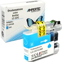 Ampertec Kompatible Tinte ersetzt Brother LC-221C cyan