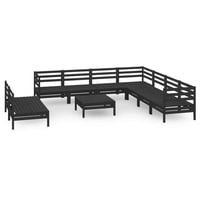 vidaXL 10-tlg Garten-Lounge-Set Massivholz Kiefer Schwarz