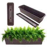 Kadax Blumenkasten mit Untersetzer im Set, mit oder ohne Blumenkastenhalterungen, Balkontopf aus Kun