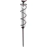 JOYBee 17,8 cm Kapazität Glas Spirale Regenmesser Gusseisen Vogel Hängende Regenmesser Garten Regen Wasserzähler Messung mit Metallrahmen, Dekoration für Outdoor Garten Rasen Hinterhof
