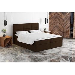 A&J MöbelLand GmbH Boxspringbett GRIM mit 2 Bettkästen, Bonell-Matratze. braun 120 cm x 200 cm x 106 cm