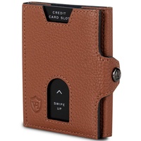 VON HEESEN Slim Wallet mit RFID Schutz - Geldbörse Herren klein - Mini Geldbeutel Portmonee - Kartenetui Echtleder Karten Portemonnaie - Leder Kreditkartenetui Cognac-Braun