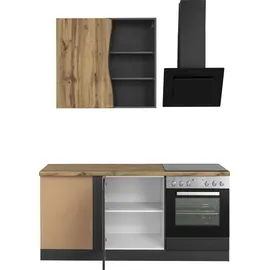 kochstation Winkelküche L-Form 380 cm grau
