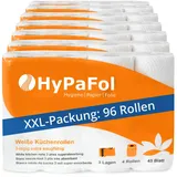 Hypafol Küchenrollen 3-lagig I 96 Rollen, 25 x 21cm Küchentücher aus Zellstoffwatte I saugstark, weich & vielseitig einsetzbar I 24x4 Rollen mit 45 weißen Blättern pro Rolle