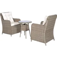 vidaXL Polyrattan Bistro Set 3-tlg. braun inkl. Kissen 44150