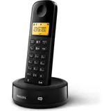 Philips Schnurloses Telefon - D1651B/01 - DECT Telefon - Haustelefon - Festnetzanschluss - Anrufbeantworter - Schwarz,