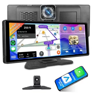 Hikity 10,26 Zoll Auto-Radio mit CarPlay Android Auto Bluetooth GPS WiFi FM Navigationsgerät (weltweit, Android 13 Version)