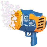 COIL Seifenblasenpistole Seifenblasenmaschine, Automatischer Bubble Machine, 1000+ Blasen/Minute, LED, USB-Kabel, 132 Löcher, 2x100 ml blau