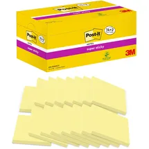 Post-it Super Sticky Notes Haftnotizen extrastark 654 gelb, 14 Blöcke + GRATIS 2 Blöcke