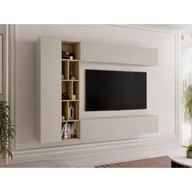 Mirjan24 Wohnwand, Kaschmir, Holzwerkstoff, Rechteckig, 224x160x33 cm, Wohnzimmer, Wohnwände, Wohnwand-Sets