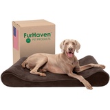 Furhaven XXL kühlendes Gel-Schaumstoff-Hundebett, Mikrosamt, Luxus-Liege mit abnehmbarem, waschbarem Bezug, Espresso, Jumbo Plus (XXL)