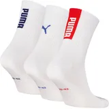 Puma UNISEX LOGO SHORT CREW Socken 3 Paar rot/weiß 43-46