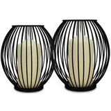 Käfig-kerzenhalter – 2er-set Kleine & Große Stumpenkerzen-laternen, Vogelkäfig-kerzenhalter, Schwarze Eisen-kerzenständer, Deko, M&w