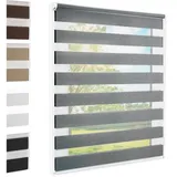 Foxx Doppelrollo Klemmfix ohne Bohren Grau 120x140 cm [Stoffbreite 116cm] Duo Rollo Fensterrollo für Fenster/Türen Gardine Klemmrollo Seitenzugrollo Sichtschutz Sonnenschutzrollo Zebrarollo