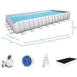 BESTWAY Power Steel Frame Pool Set 956 x 488 x 132 cm inkl. Sandfilteranlage