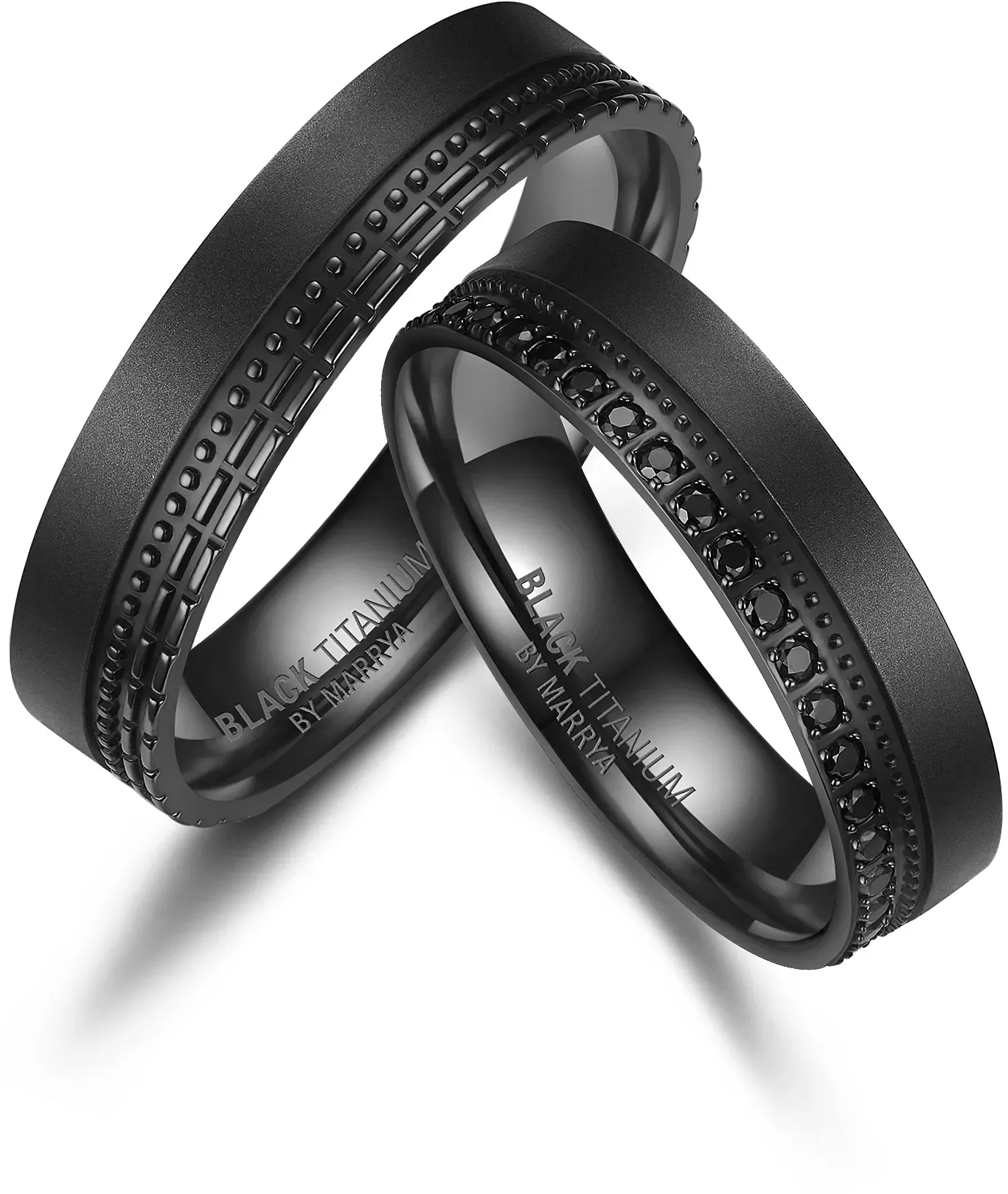 Marrya Perlenring »BLACK TITANIUM by MARRYA Black Titanium - Zirkonium Trauring Ehering Partnerring« Marrya Herren Ring - schwarz 60