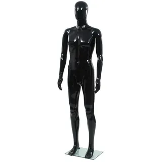 vidaXL Männliche Schaufensterpuppe mit Glassockel Schwarz 185 cm
