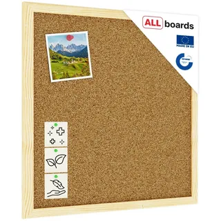 ALLboards Pinnwand Korktafel 40×40 cm, Naturholzrahmen