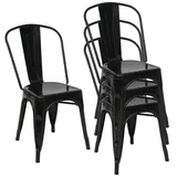 Mendler Bistrostuhl HWC-A73 Metall schwarz 4er Set