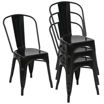 Mendler Bistrostuhl HWC-A73 Metall schwarz 4er Set